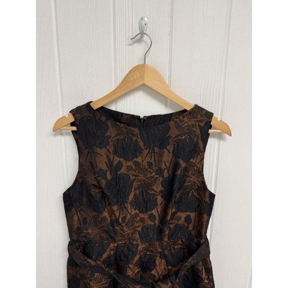 Talbots Women's Sleeveless Black And Brown Floral Sheath Formal Dress Size 8 - Picture 11 of 11